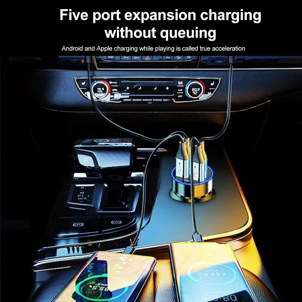 6 Ports Car Charger USB and Type C Adapter