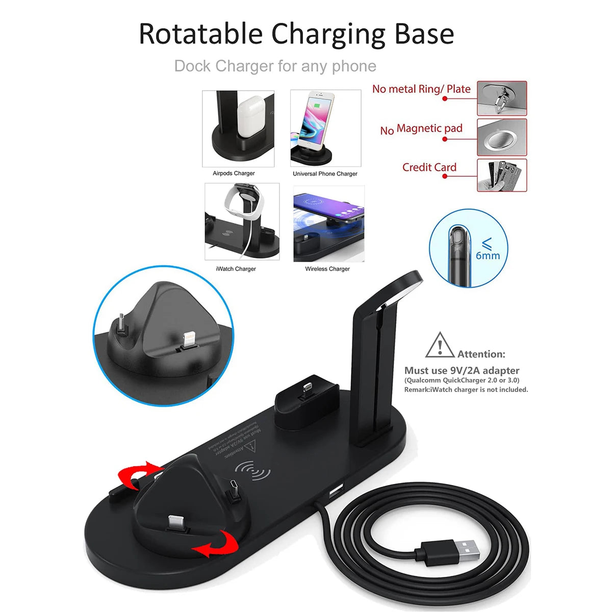 Wireless Charger Stand For iPhone & Watch & Airpods