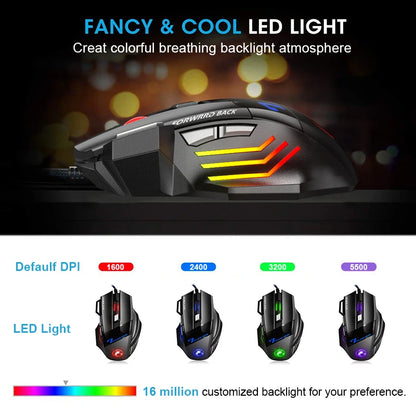 Ergonomic Wired Gaming Mouse LED 5500
