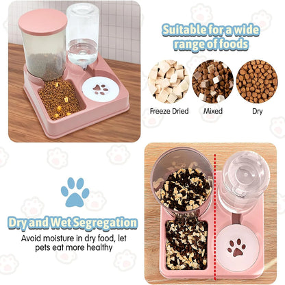 Cat Feeder and Water Dispenser Set.