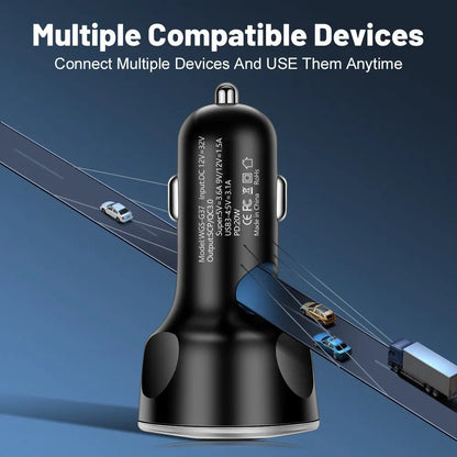Car Charger USB and Type C Fast Charging