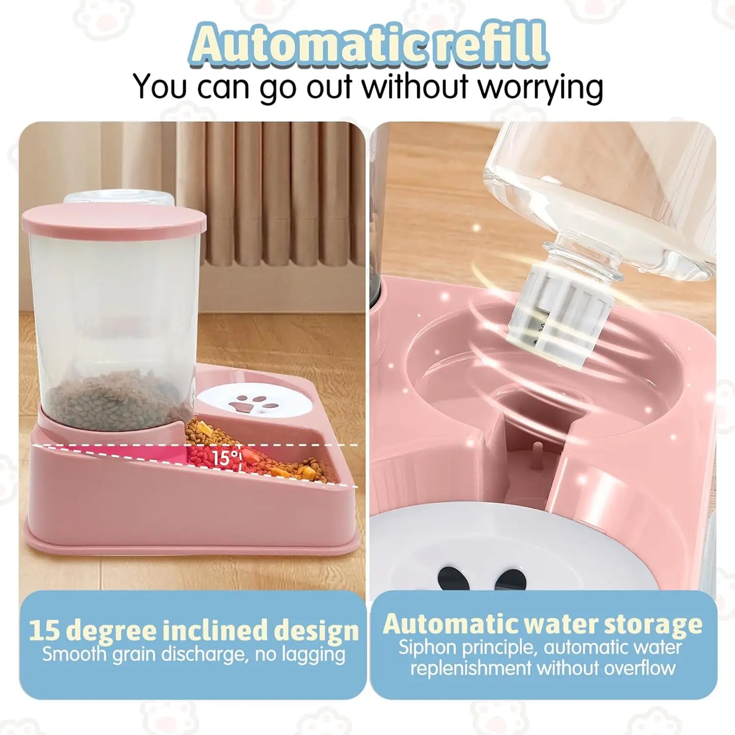 Cat Feeder and Water Dispenser Set.