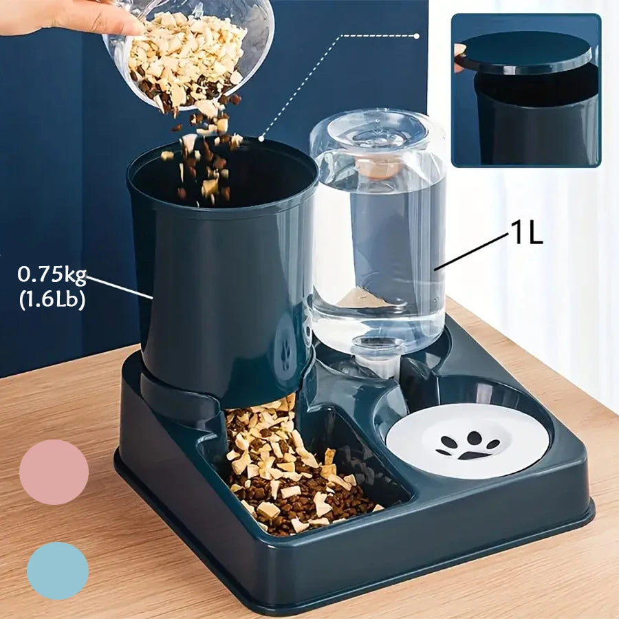 Cat Feeder and Water Dispenser Set.