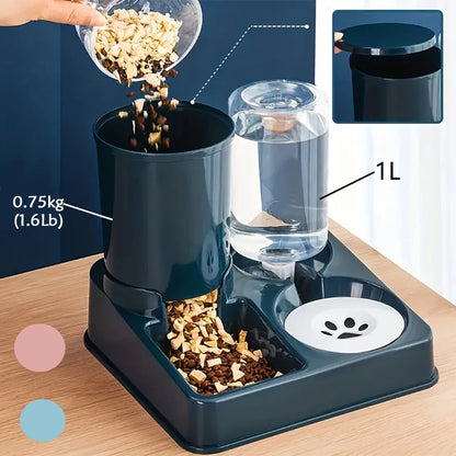 Cat Feeder and Water Dispenser Set.