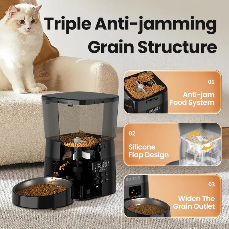 ROJECO 2L Automatic Pet Feeder Button Version