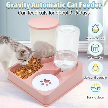 Cat Feeder and Water Dispenser Set.